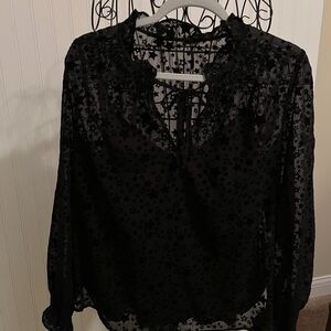LOFT Black Sheer Blouse
